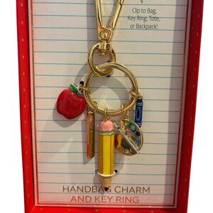 True to Form Art Teacher Bag Charm & Key Chain with Red/Gold Gift Box